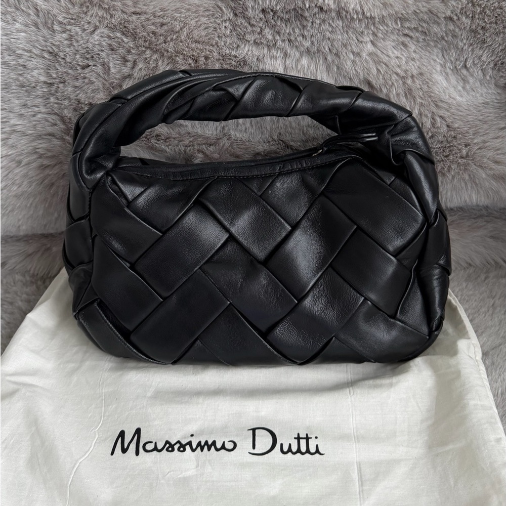 Massimo Dutti Black Woven Shoulder Bag